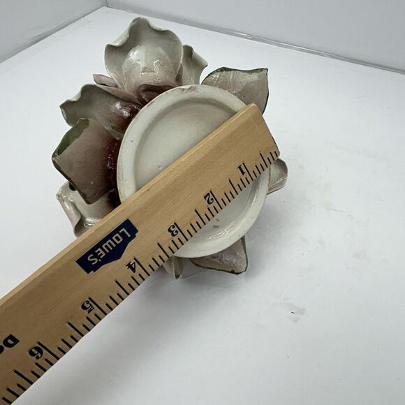 Capodimonte Porcelain Floral Arrangement Flower Basket Italy MCM Pink Yellow - Picture 13 of 15